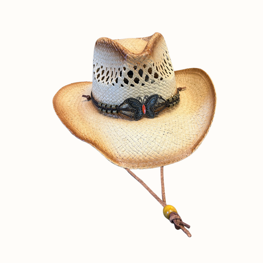 Women's Butterfly Straw Cowboy Hat