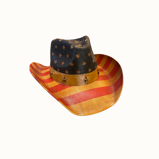 Adult Stars & Stripes American Flag Straw Cowboy Hat