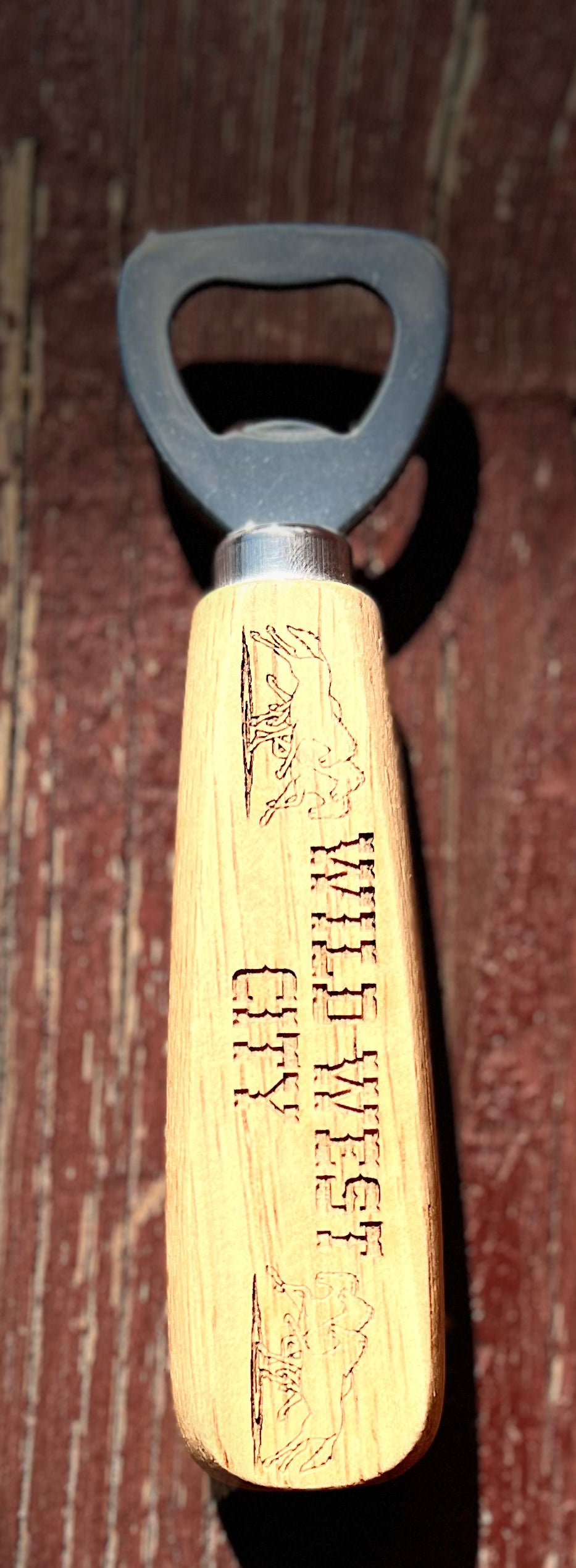 Wooden Wild West City Bottle Opener