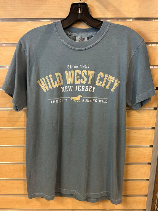 The Wild West City Frontier Tee- Dusty Blue Gray