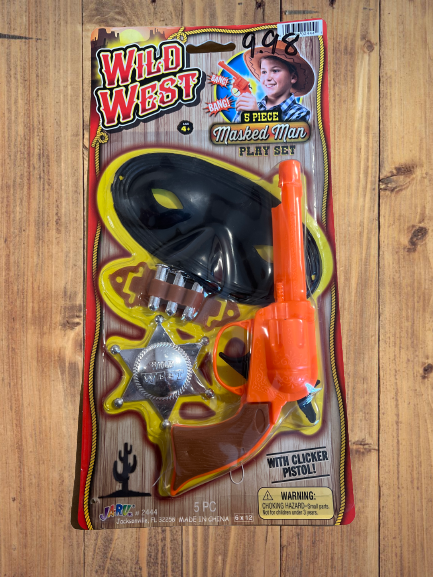 Wild West Masked Man Clicker Toy Play Set