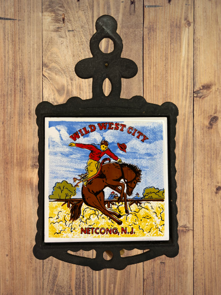 Wild West City Decorated Tile Cast Iron Trivet